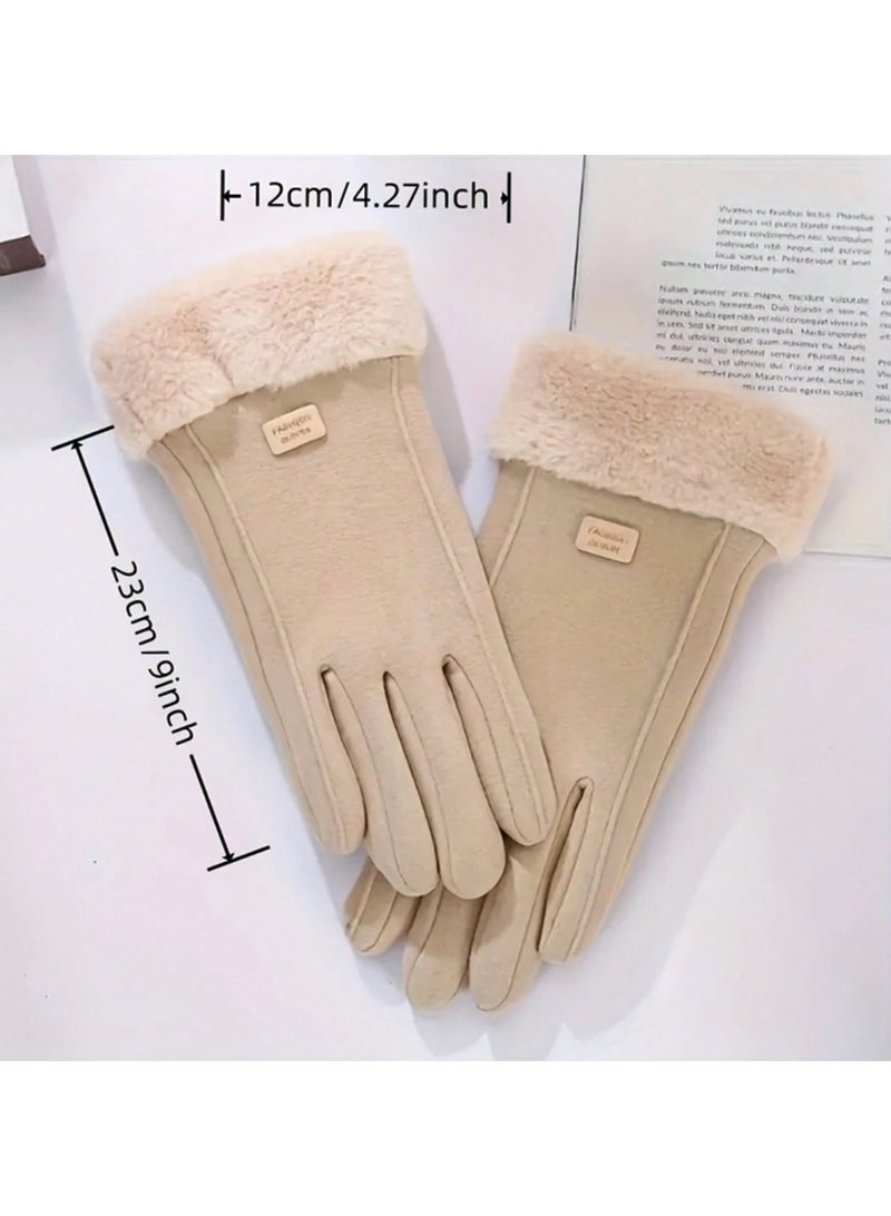 SHEIN1 Pair Winter Touchscreen Gloves With Plush Lining, Thick Warm Gloves, Unisex, Durable Polyester, Available In Multiple Colors, Perfect For Snow Sports And Christmas Gifts, Winter Wear - Image 3